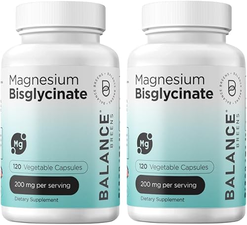 Bisglicinato de magnesio 200 mg - Suplemento de magnesio quelado de alta absorción - Suave con el estómago, sin OMG, sin gluten, apoya el sueño,
