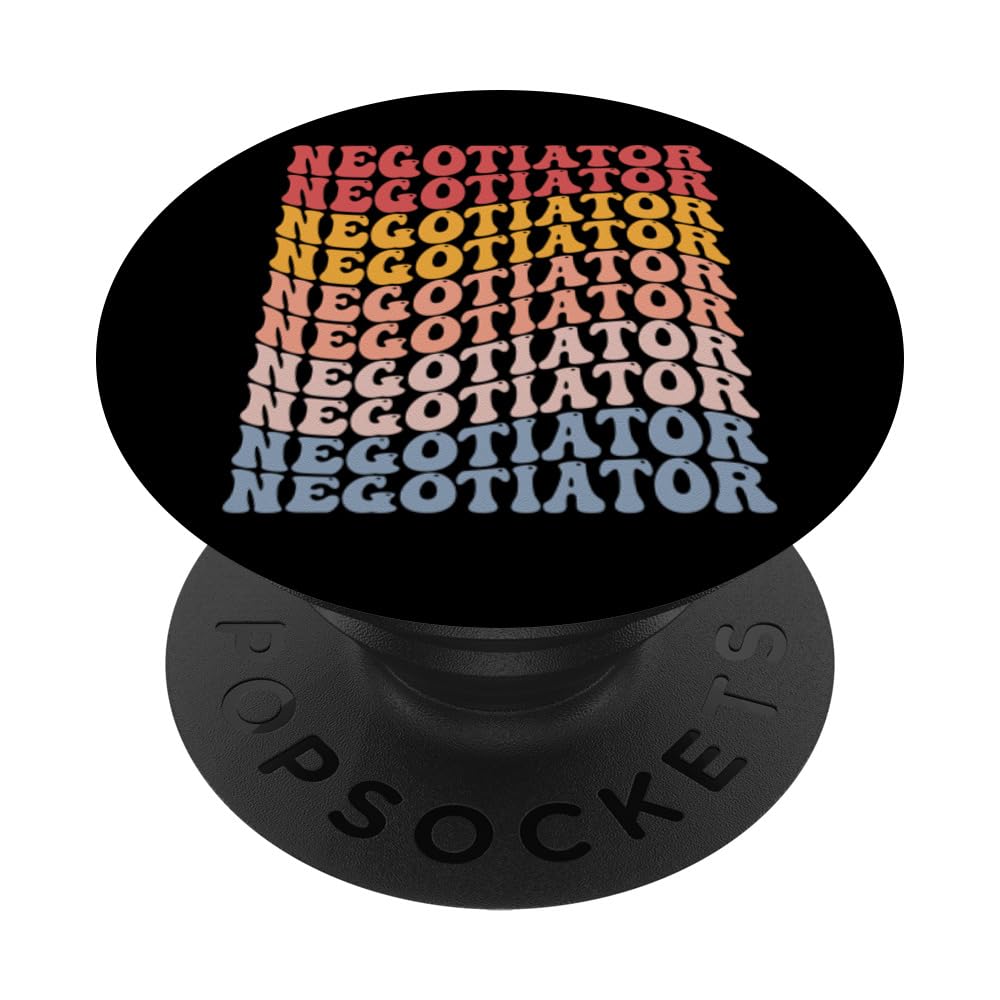Negotiator Groovy Retro PopSockets Swappable PopGrip, Black