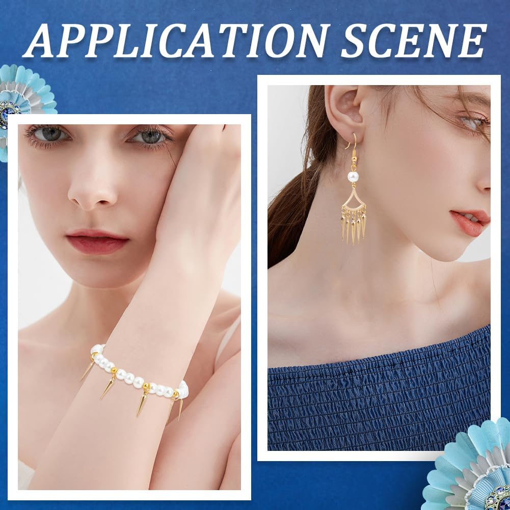 Beebeecraft 1 Box 120Pcs Half Cone Charm 24K Gold Plated Spike Shape Pointed Pendants Dangle Vintage Punk Style Rock Charms for DIY Jewelry Necklace Earrings Bracelet Making Crafts Supplies - Image 5