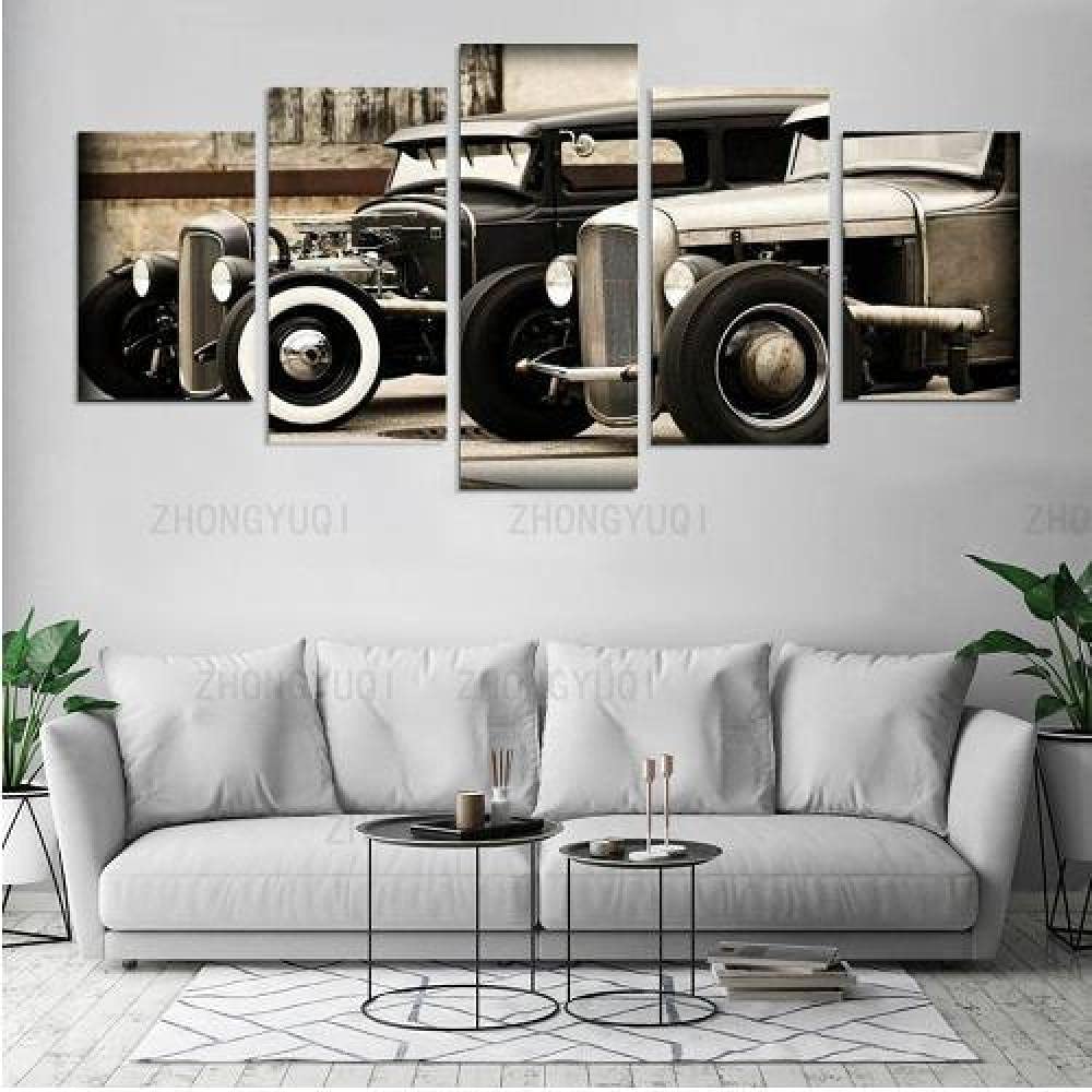 Déco murale affiche de vieille voiture de hot rods tableau multi panneau XXL - 6