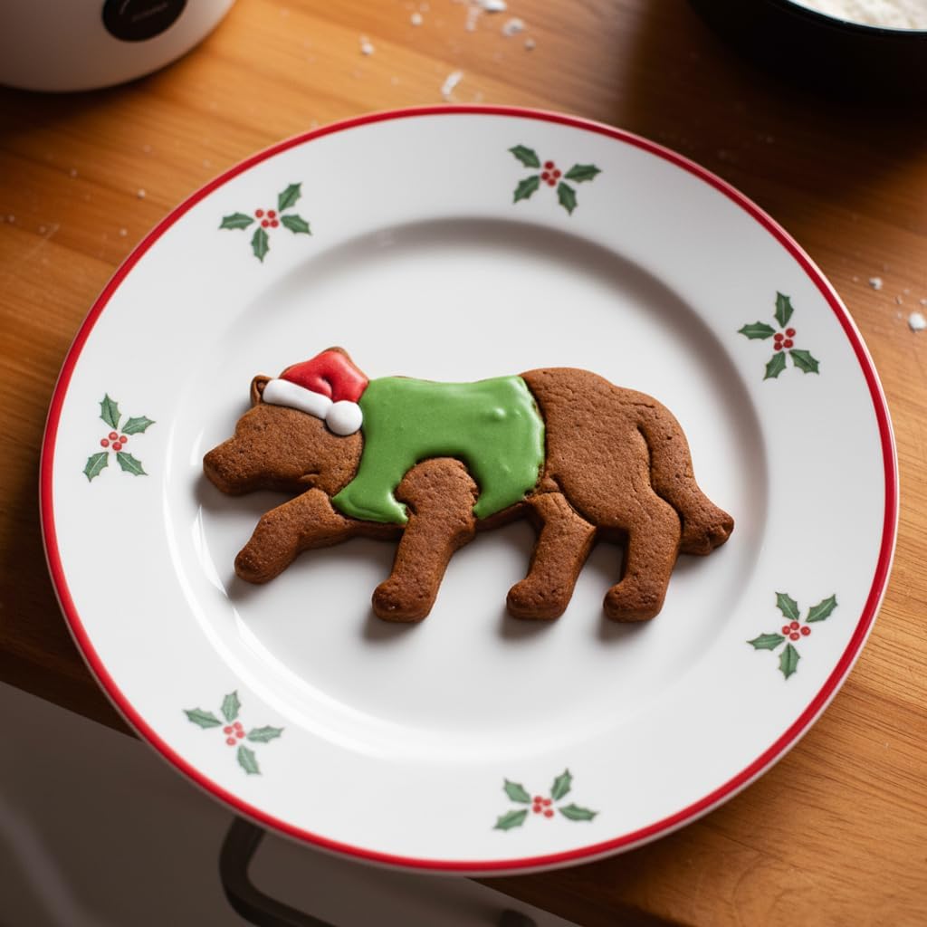 BAKERLOGY Set of 2 Christmas Border Collie with Santa Hat Cookie Cutters – Festive Sheepdog Face Design for Pet Treats, Winter Holidays Baking