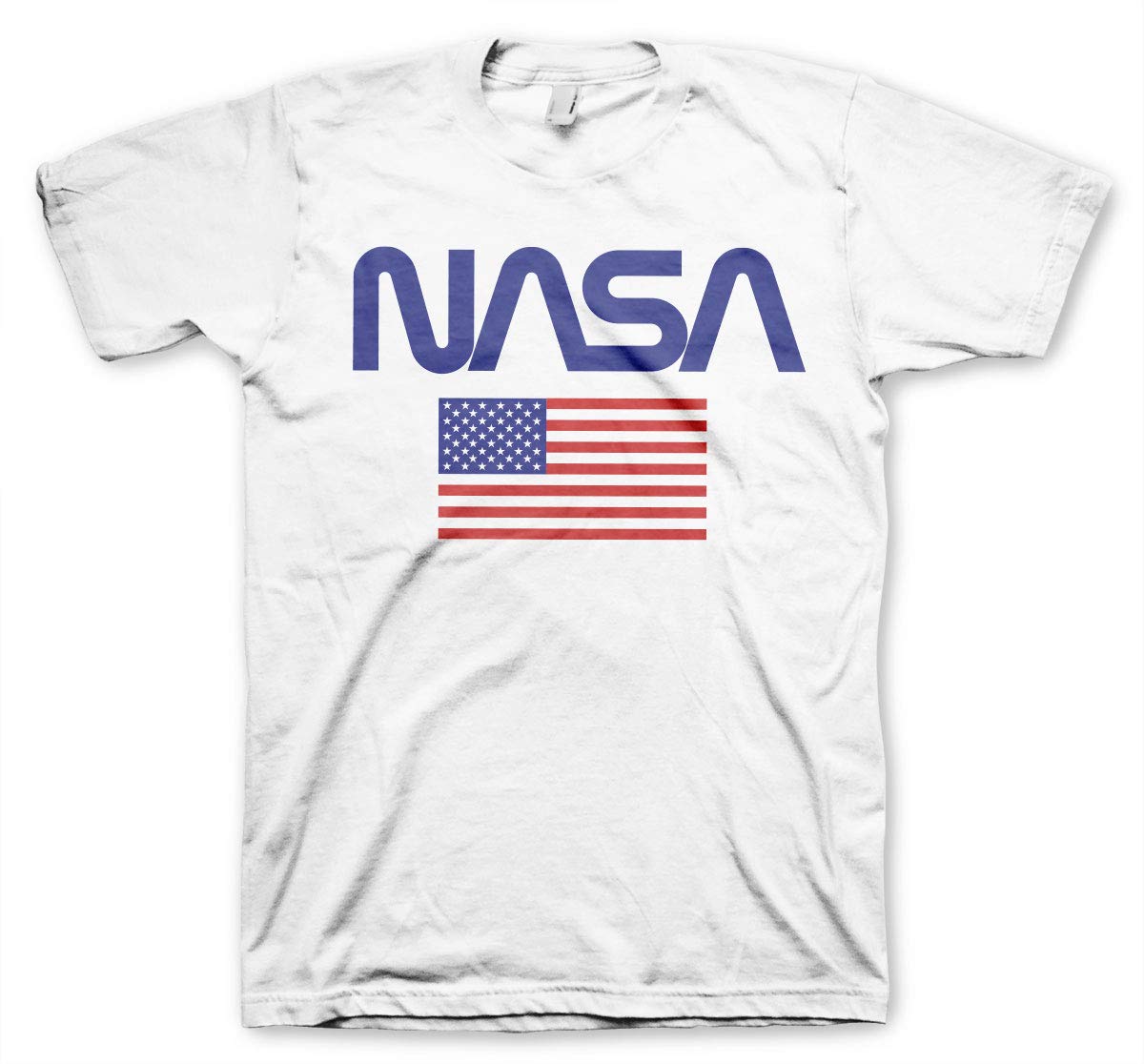 Nasa Unisex White Officially Licensed Old Glory Big & Tall Mens T-Shirt (White), XXXXX-Large