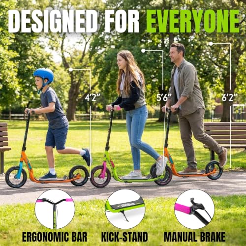 Image of Madd Gear Large Kick Scooter for Adults, Teens & Kids 8-12 with Kickstand - 12 inch Air-Filled Tires, Wide Deck, Lightweight Steel Frame - Metro Urban Glide 300