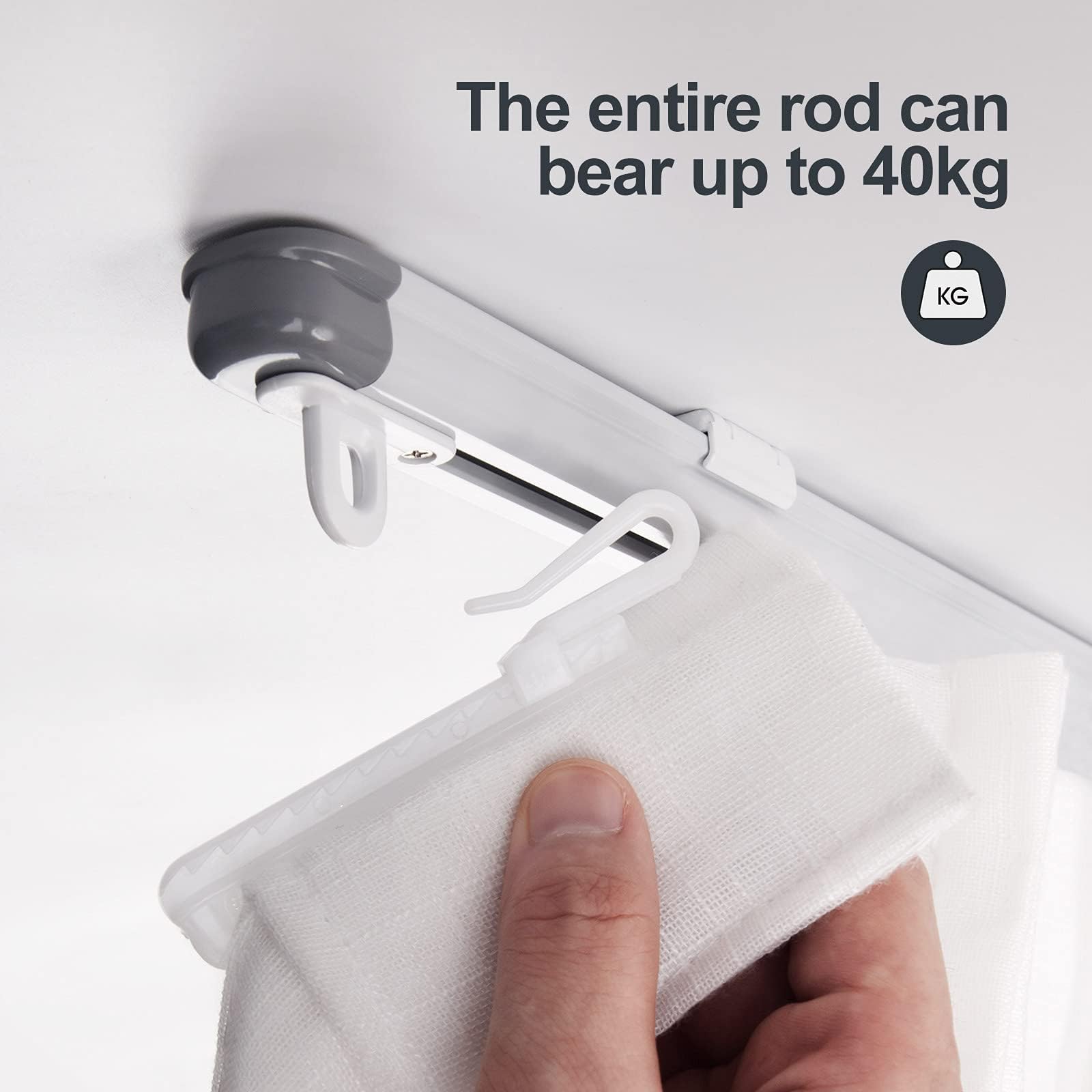 Zshine ceiling mounting or Wall mounting telescopic curtains track Home rails measurement-free for room divider Office-white 2.8ft-5ft