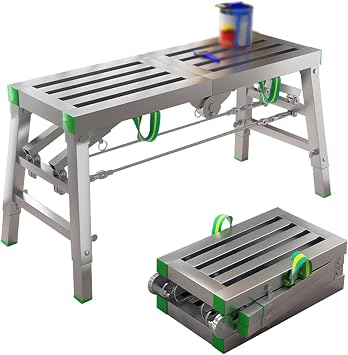 Portable Folding Scaffolding Equipment Mobile Scaffolding Platform Tower Ladder Stool Bench for Ceiling 880lbs Weight Capacity Adjustable Height 5 Levels