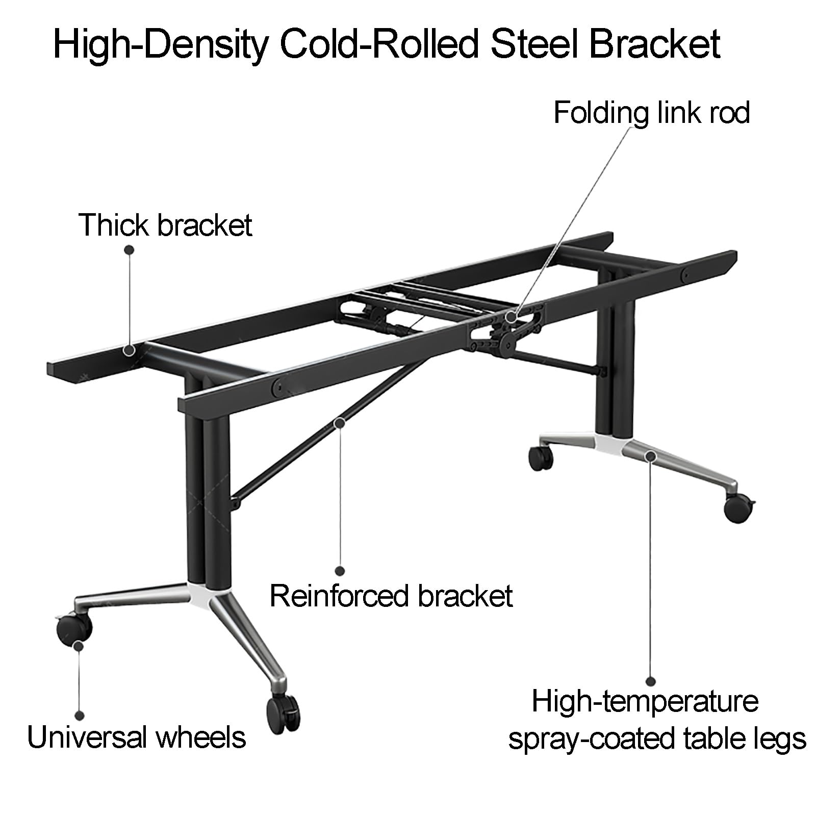 Tragbarer, Klappbarer Konferenztisch mit Rollen, 120 X 80 cm, Großer Büro-Seminartisch für Besprechungen, Meetings und Veranstaltungen, Gelb