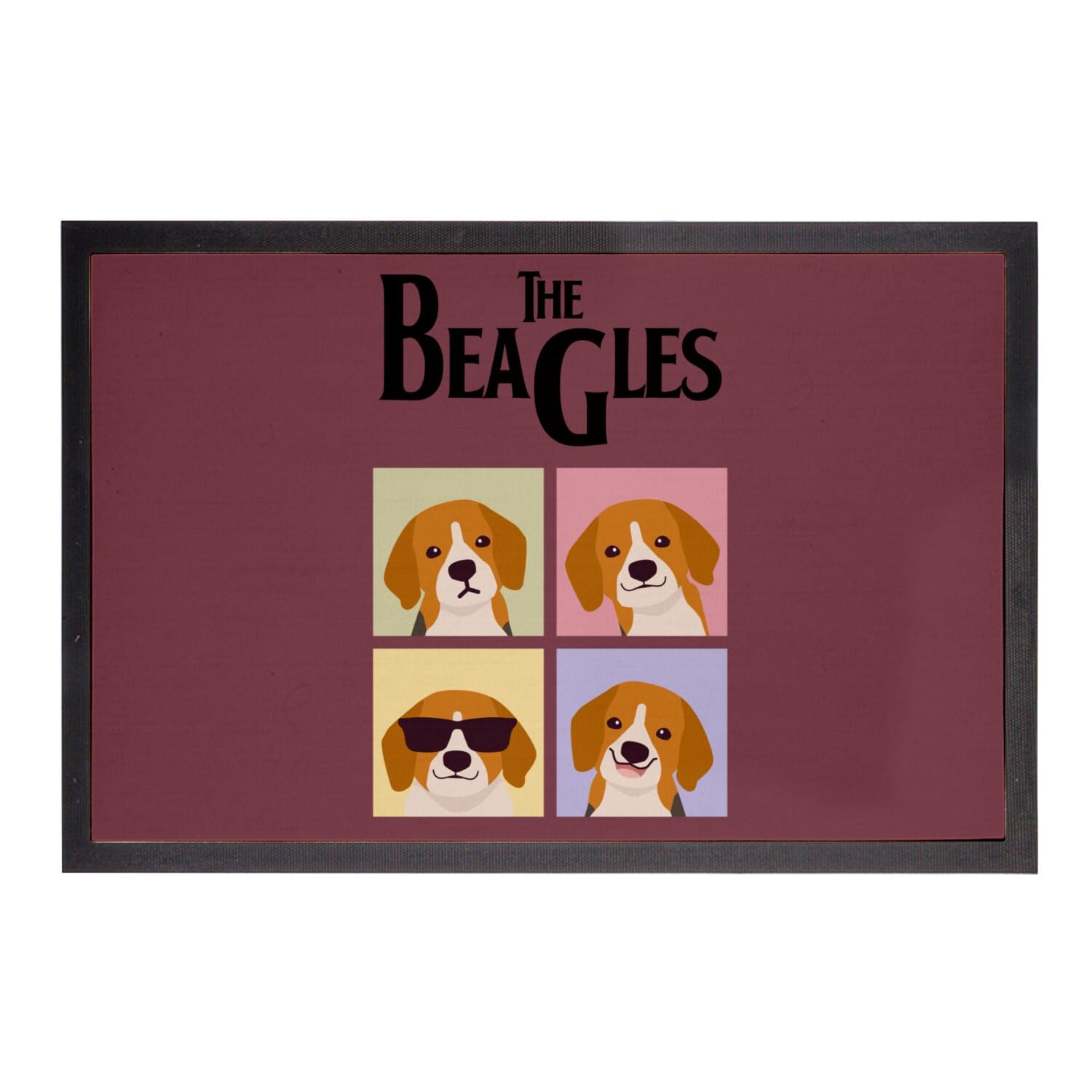 Paillasson rouge chien Beagles cadeau crémaillère