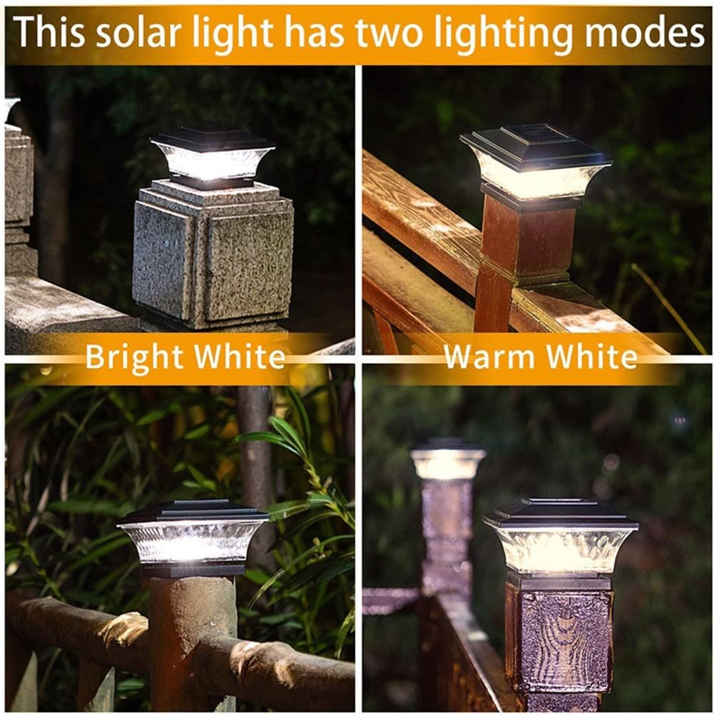 Solar-Deckleuchten für den Außenbereich, Dual-Farbmodus, kabellose Wandlampe, automatisches Ein-/Ausschalten von Dämmerung bis Morgengrauen Sensor für Hofweg (schwarz), 6 Stück