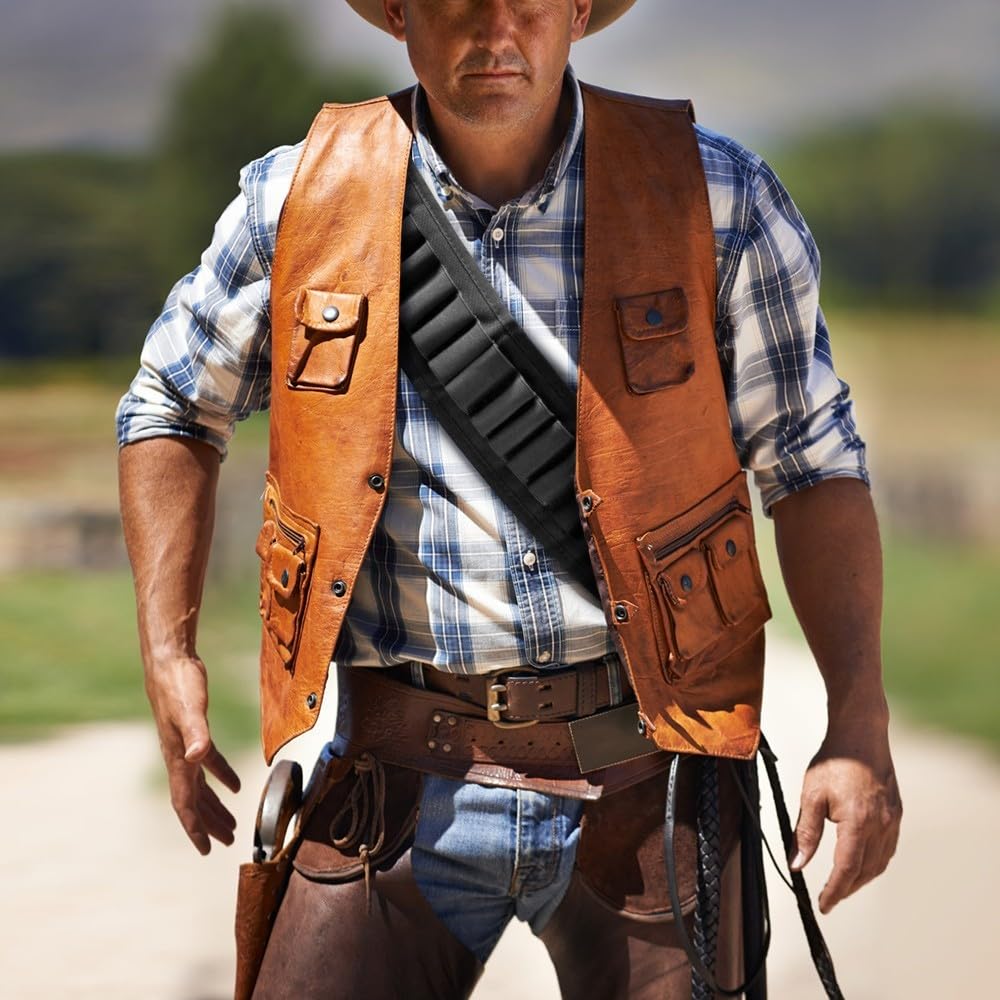 Cinturón para Cartuchos de 30 Balas, Bandolera para Cartuchos de Escopeta, cinturón de Hombro Ajustable para Escopeta, Bolsa portamuniciones con Hebilla de liberación rápida para Calibre 20