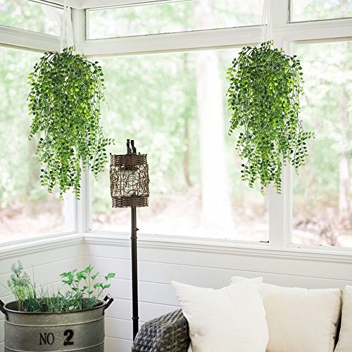 Hogado 2Pcs Artificial Ivy Fake Hanging Vine Plants Decor Plastic Greenery For Home Wall Indoor Outdside Hanging Basket #TOP1