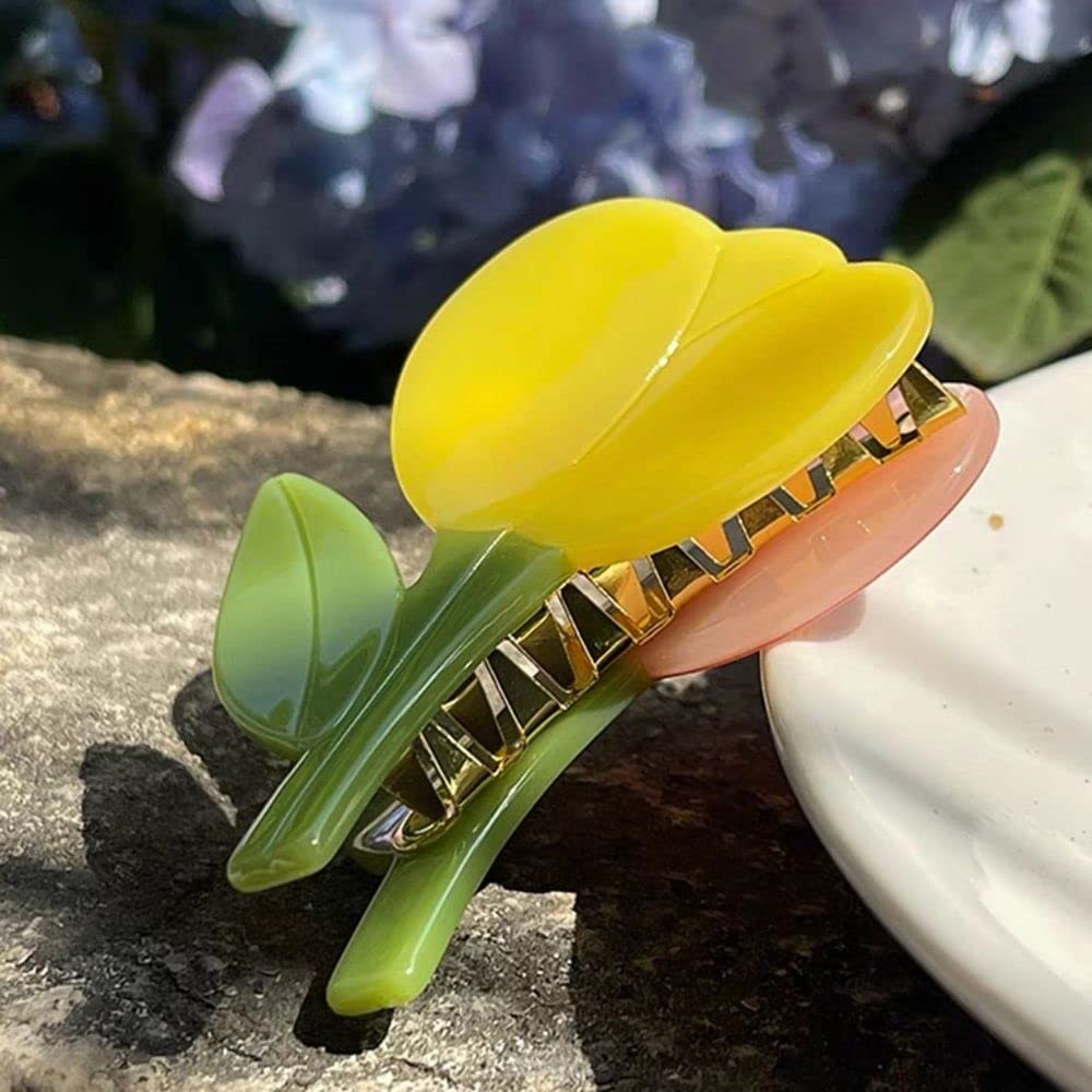 Pince à cheveux Tulipes fleurie pour sublimer vos coiffures d'été et de bureau