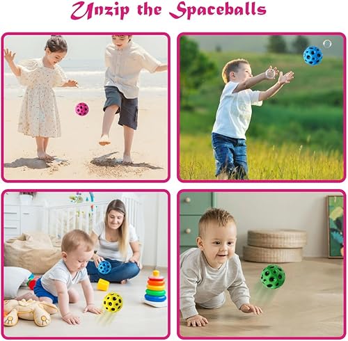 Miniatura 4 de Lflwacy 4 pelotas espaciales, pelota de rebote súper alta, bolas espaciales de juguete para niños y adultos, fácil de agarrar y atrapar, mejora la