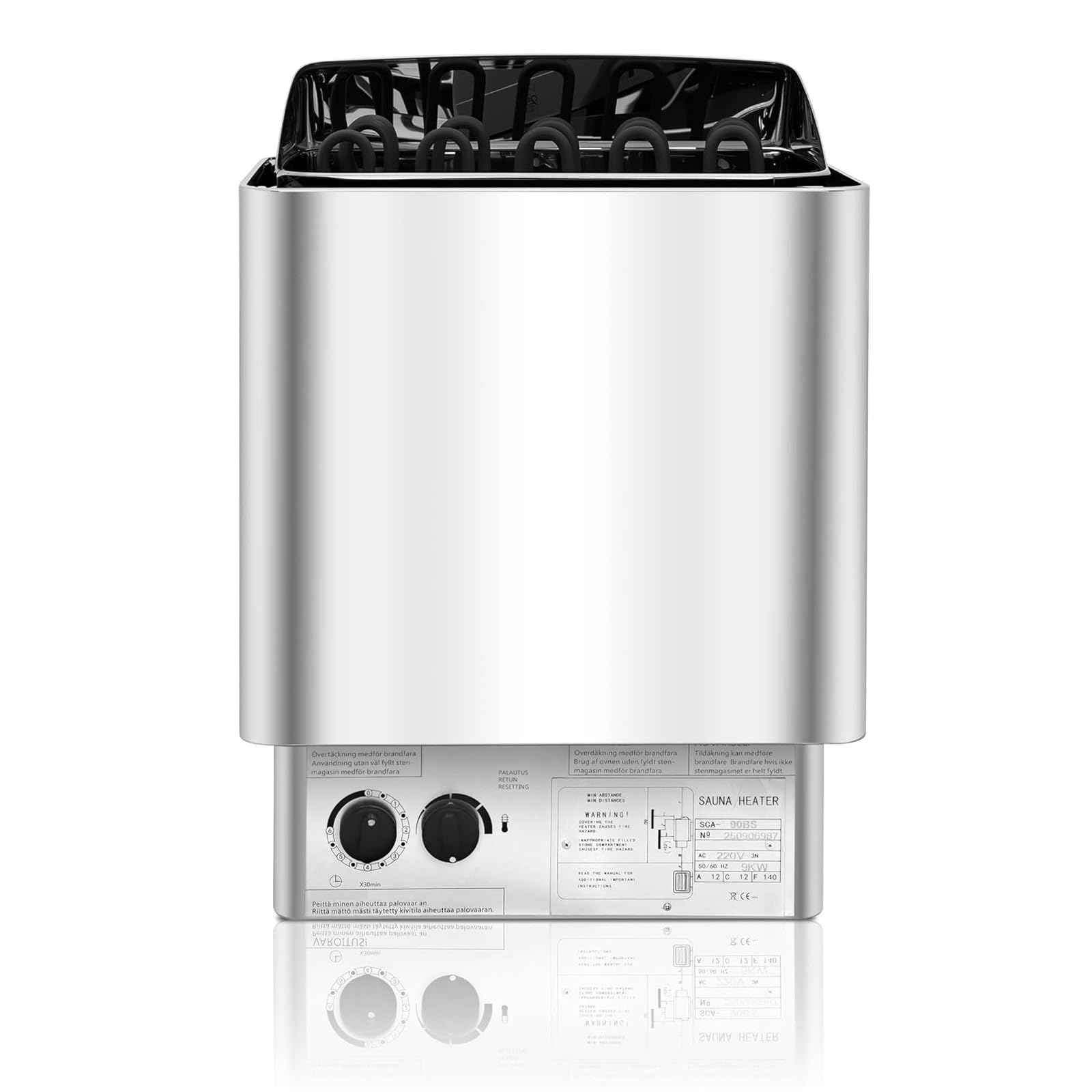 Riscaldatore per Sauna, Stufa Elettrica per Sauna da 9KW 220V, Riscaldatore per Bagno Turco, Timer di 3 Ore e Temperatura Regolabile per Max. 9-15m³, per Casa, Hotel, Spa, Doccia