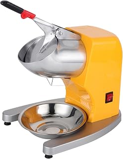 Trituradora de Hielo de Doble Cuchillo de Acero Inoxidable,Picadora Trituradora de Hielo Profesional con Palas Dobles,DiseñO de Salida de Hielo a Prueba de Salpicaduras Voladoras,para (Color:Amarillo)