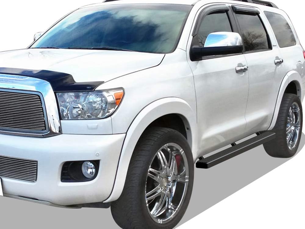 for 2008-2016 Sequoia Sport Utility 4-Door (Nerf Bar | Side Steps) 4" Black Eboard Running Boards