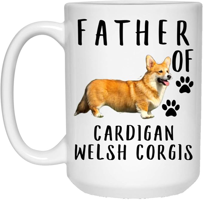Amazon Com Funny Father Of A Cardigan Welsh Corgi White Red Mug For Men Christmas 21 Gifts White Coffee Mug 15oz Home Kitchen
