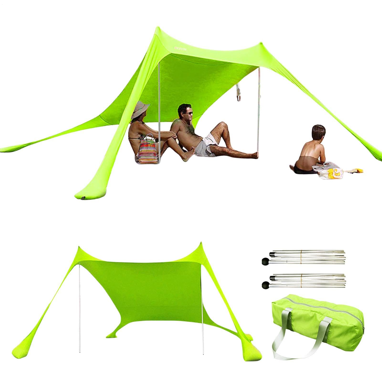 Beach Shade Canopy, 200x160x160cm Sun Shade Shelter Tent, Outdoor UV Resistant Patio Beach Tent EnLycra Fabric With Stability Poles And Storage Bag ForBeach Camping Fishing Outdoors