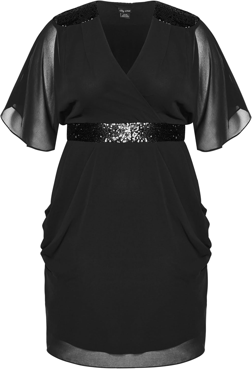 City Chic Womens Plus Size Dress Sequin WrapDress - Image 6