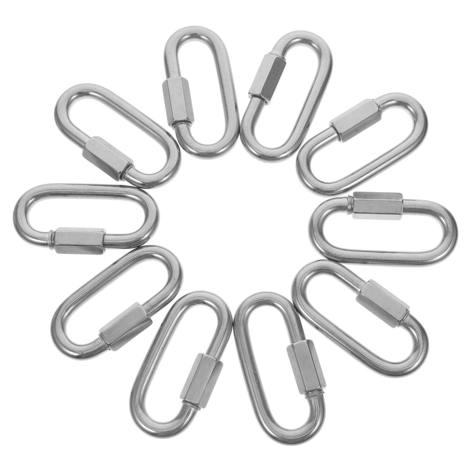 KOMBIUDA 10 piezas Conectores de Cadena de Acero Inoxidable Forma D con Cierre Rápido y Mosquetones de Bloqueo para Hamaca Camping Equipo Exterior Resistente y Seguro