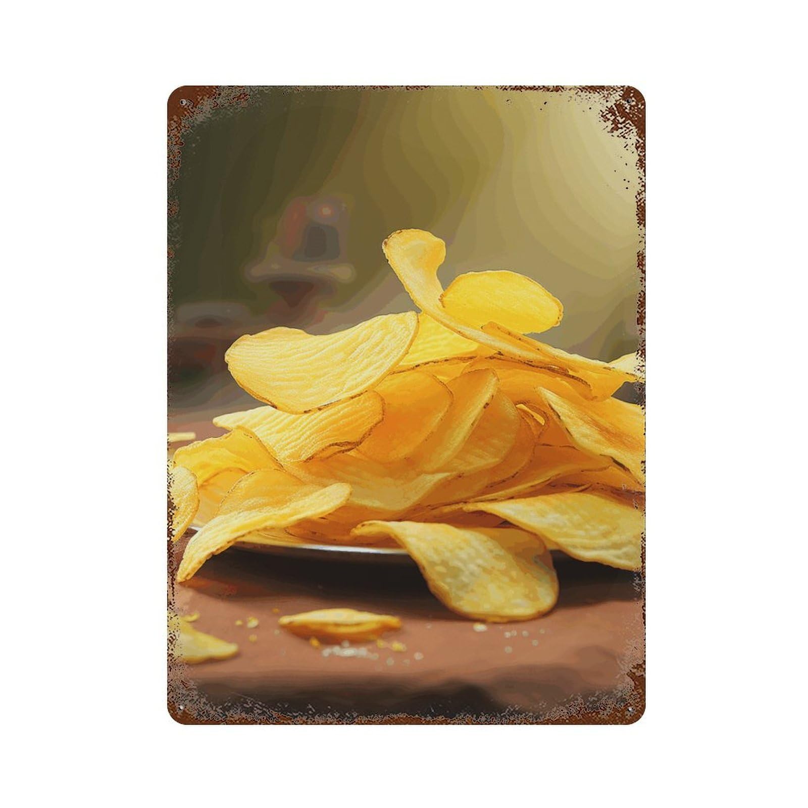 Tableau métal vintage durable avec illustration rétro d'affiche de pommes de terre