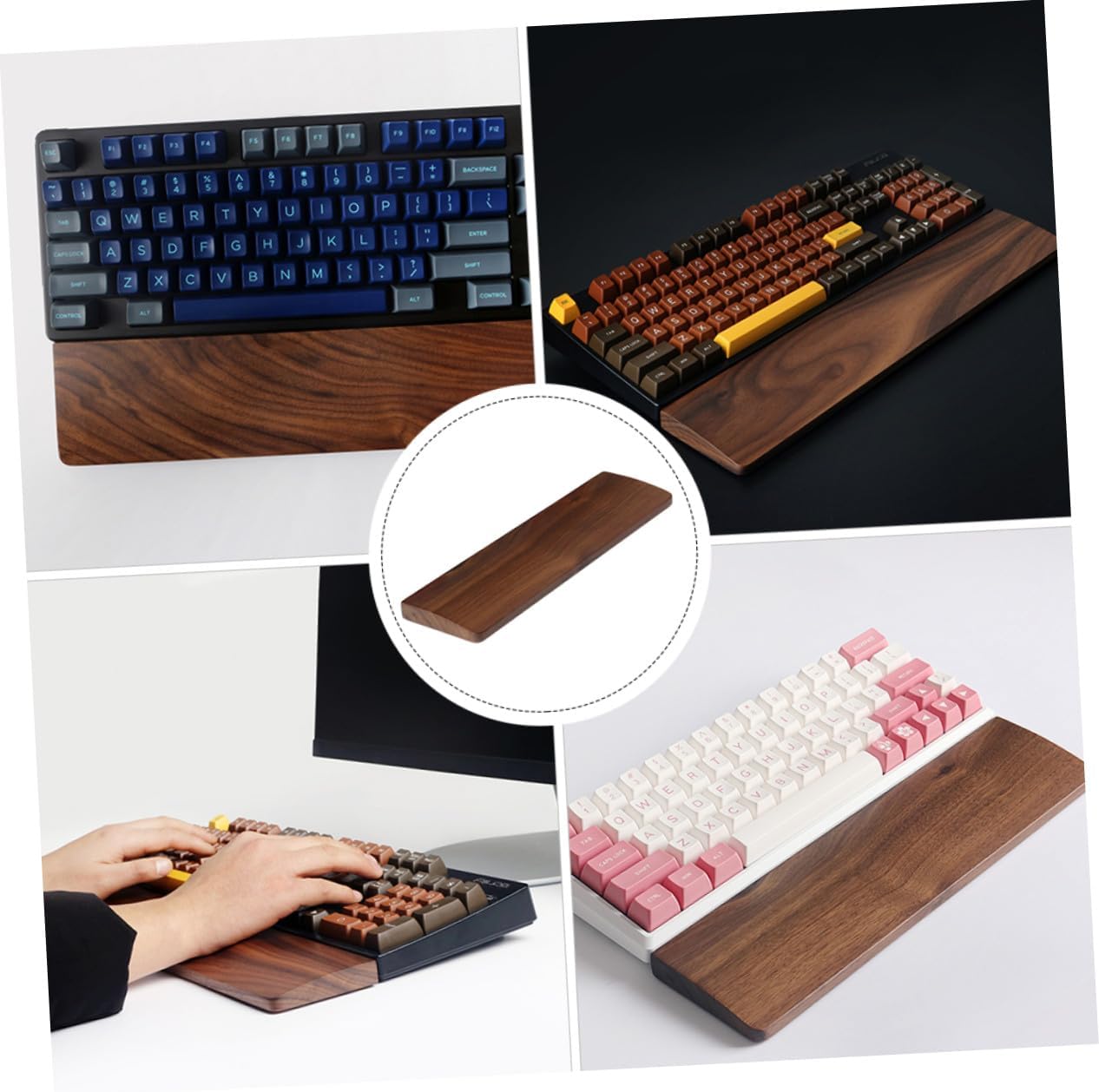 Keyboard Wrist Rest Pad Walnut Solid Timber Ergonomic Wrist Support for Computer Typing Office Gaming Relief