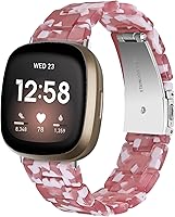 Vista 18 de Miimall Compatible con Fitbit Versa 3/Sense, bandas de resina para mujeres y hombres, correa de repuesto de acero inoxidable súper ligera