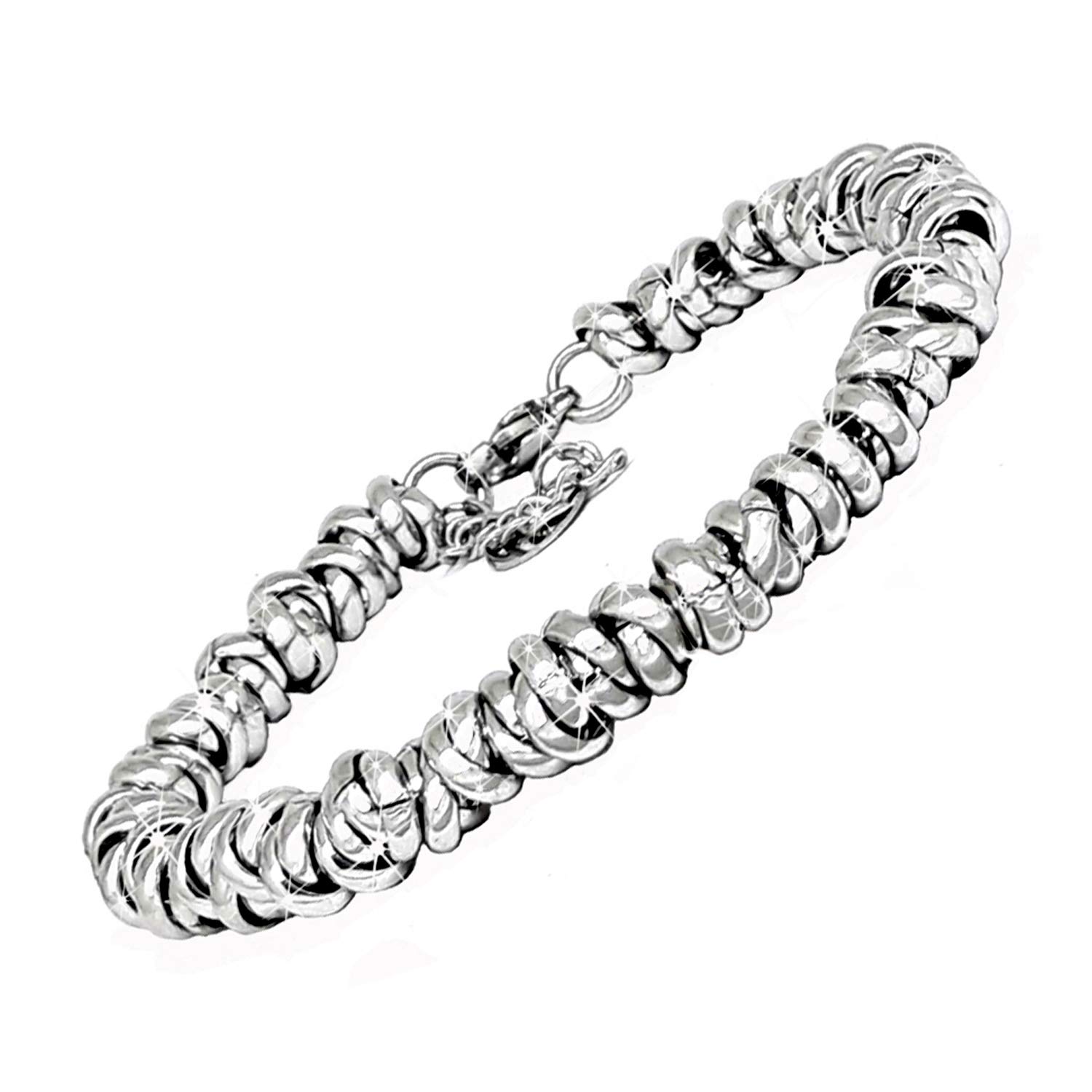 SAGA GIOIELLIPulsera de mujer para hombre entrelazado Nombres de acero