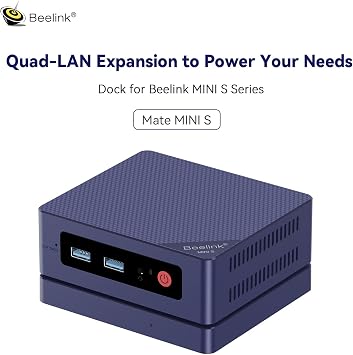 Mate Mini-S, 10Gbps USB-C to Quad 2.5G LAN Adapter (4×2.5GbE), Ultra-Slim 14.8mm Aluminum Stand, USB Bus-Powered, for Mini PCs/Laptops/Desktops — Space Gray