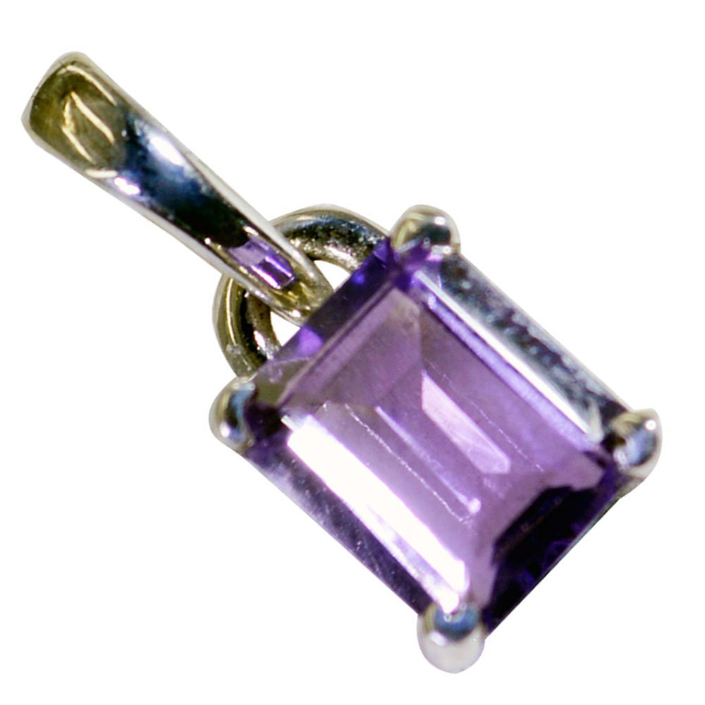 Pendentif Améthyste véritable rectangle en argent pour remplacer les faux bijoux - 5