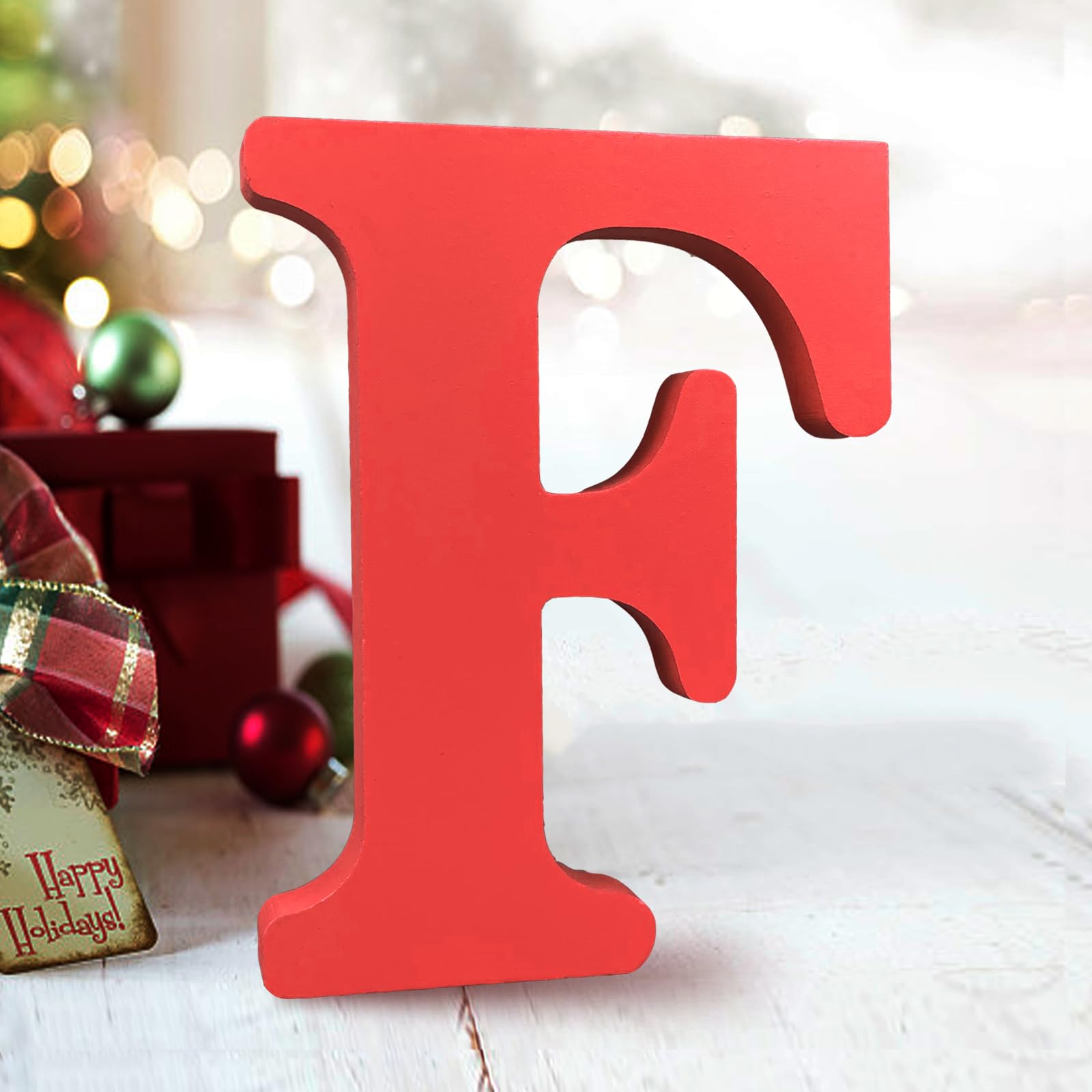 AOCEAN 6 Inch Red Wood Letters Unfinished Wood Letters for Wall Decor Decorative Standing Letters Slices Sign Board Decoration for Craft Home Party