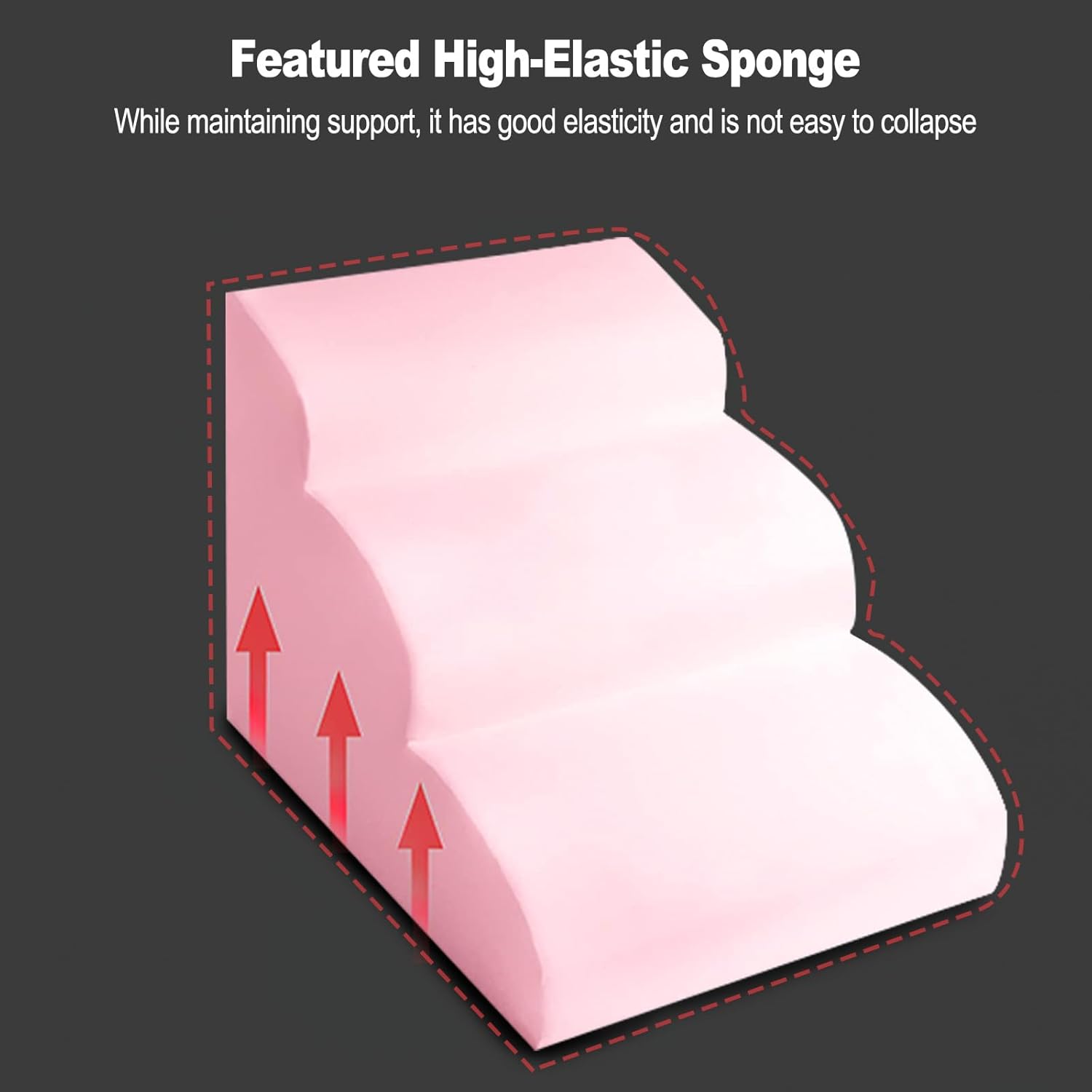 Galatée Pet Stairs, Removable and Washable Pet Ramp, High Density Foam Dog Steps 3 Levels Pet Climbing Ladder (Grey) 5