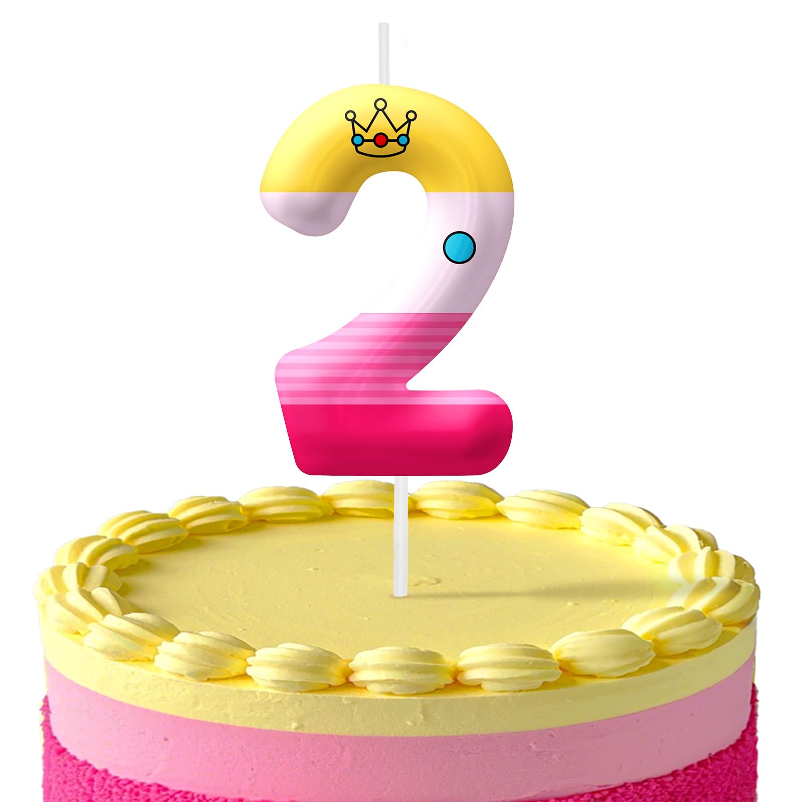 Pink Cartoon Birthday Candles, Number 2 Candle Pink Themed Birthday Party Supplies, 2.4 inch Birthday Candles for Cake Topper Party Decorations, Birthday Decorations for Boys Girls (Number 2)