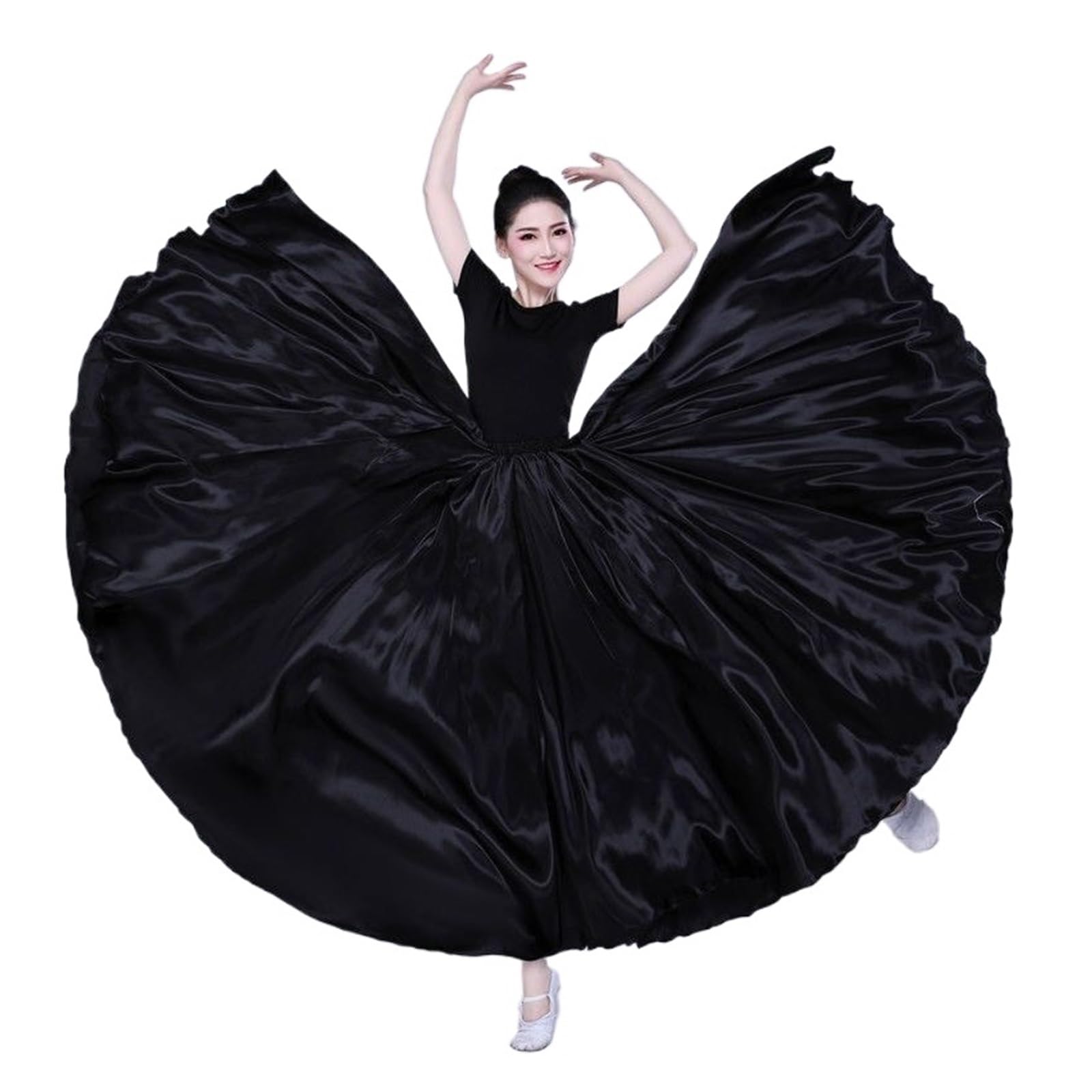 Lyxygmv Women's Black A Skirt Long Skirts Dancer Solid Color Purple Gold Dance Satin Skirt Dance Performance Costumes For Dance And Performance(,720 Degrees)