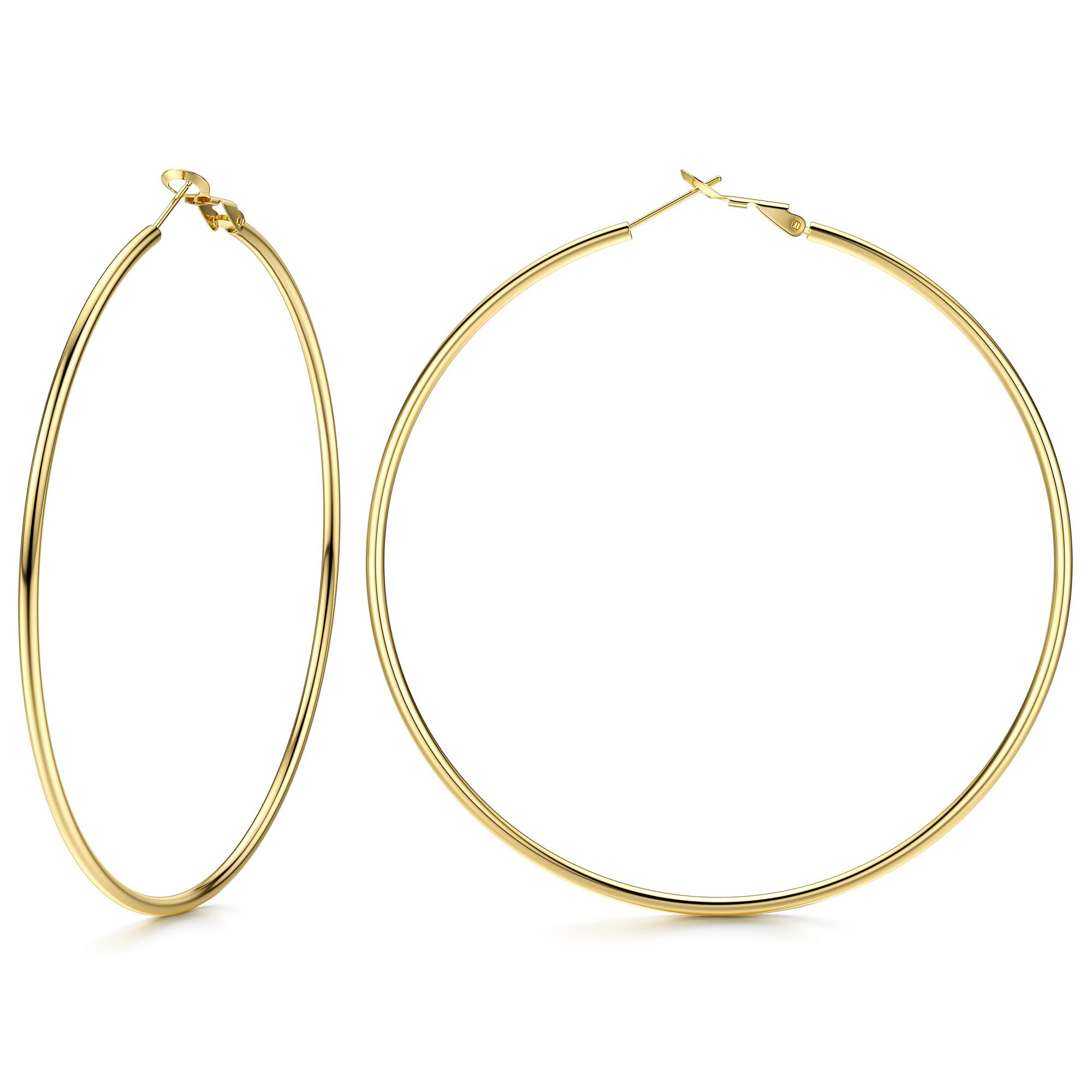 Diamday Pendiente Aro Para Mujer Hombre Plata de ley 925 Post Pendientes de Aro Pendientes Aros Grandes Hipoalergénicos bañados en Oro de 18K 20-70mm