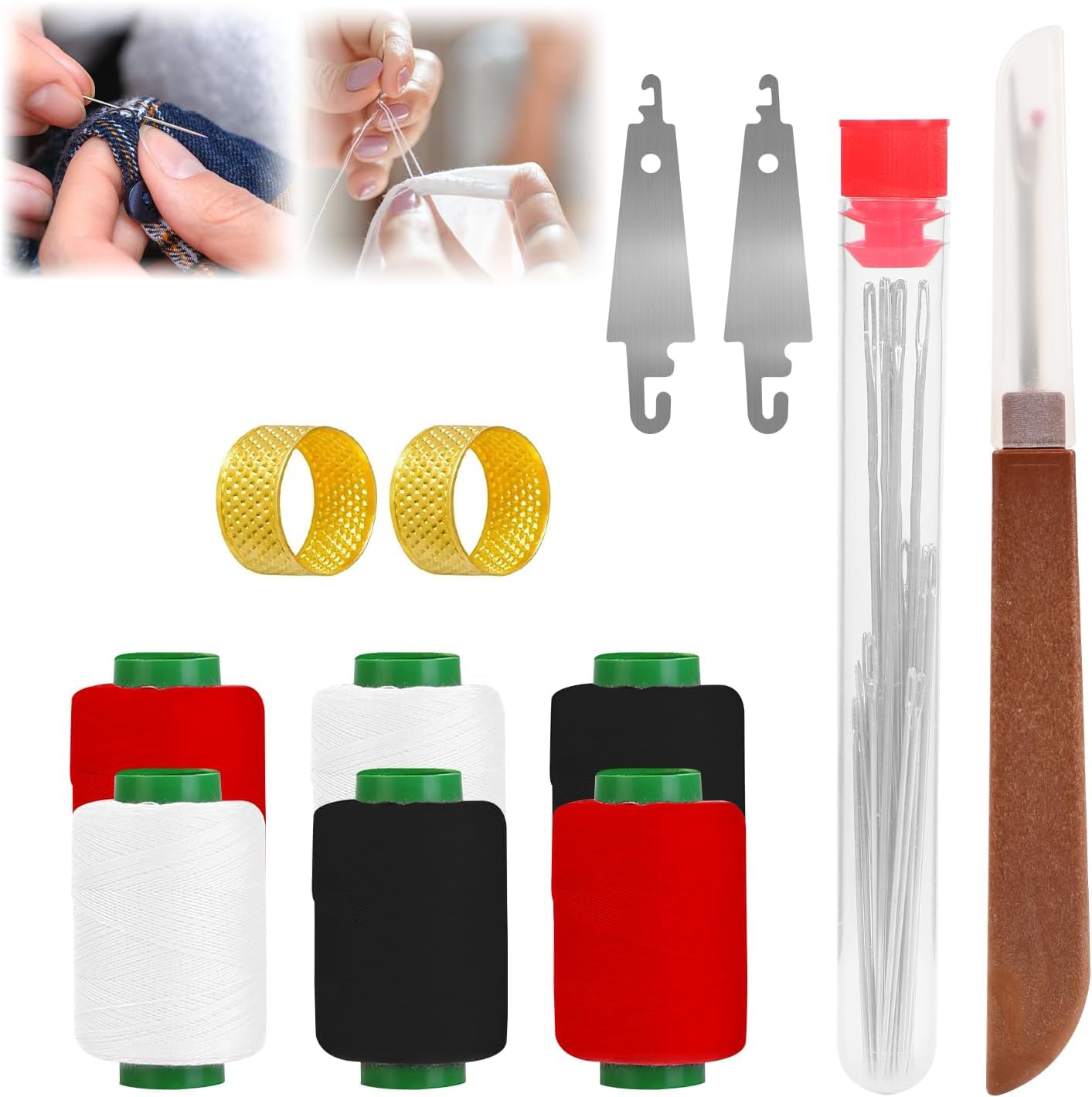 YOOJ® 37 Pcs Sewing Tool Set, Steel Needles for Hand Sewing Kit, Needles Thread Hand Repair Tools, Portable DIY Hand Made Craft Set for Beginners, Professional DIY Lovers