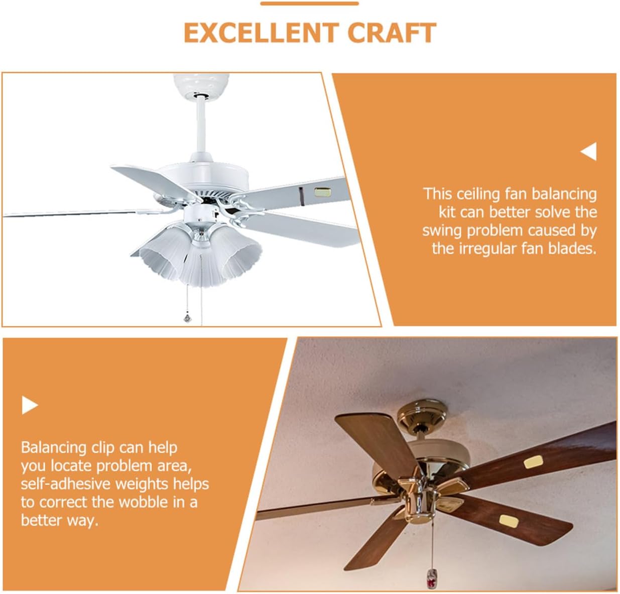 UPKOCH Ceiling Fan Balancing Kit - 40 Sets with 32 Pieces Per Set (3 Balance Weights + 1 Clip) - Abs & Stainless Steel - Self-Adhesive Fan Weights for Smooth Operation