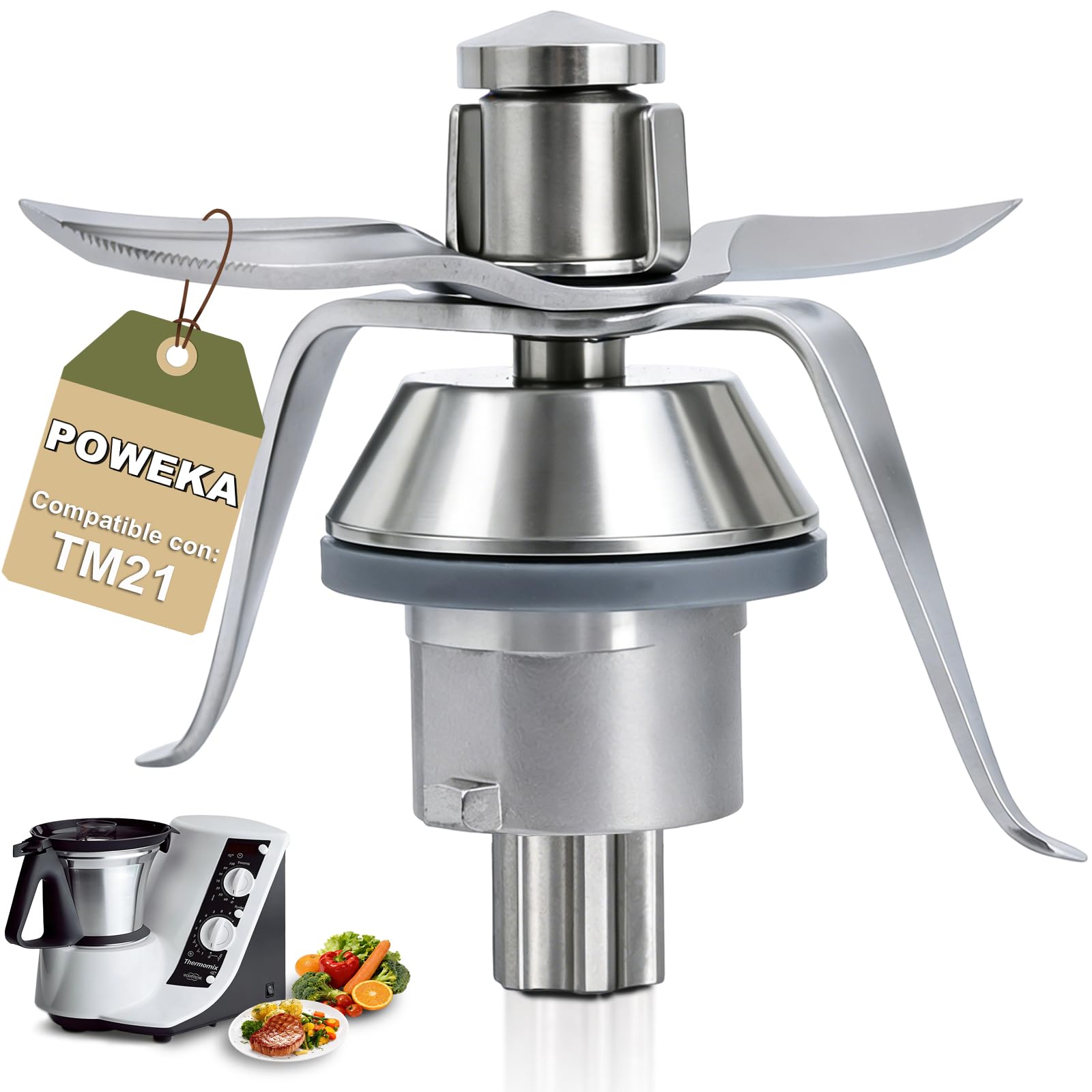 Poweka Tm21 Blades Compatible With Vorwerk Thermomix Tm21 Stainless Steel Food Processor With Seal