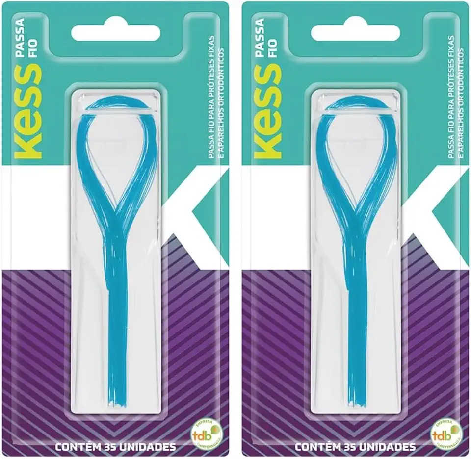 Kit Com 2 Passa Fio Kess | 70 Unidades | Guia Para O Fio Dental | Para Aparelhos E Próteses