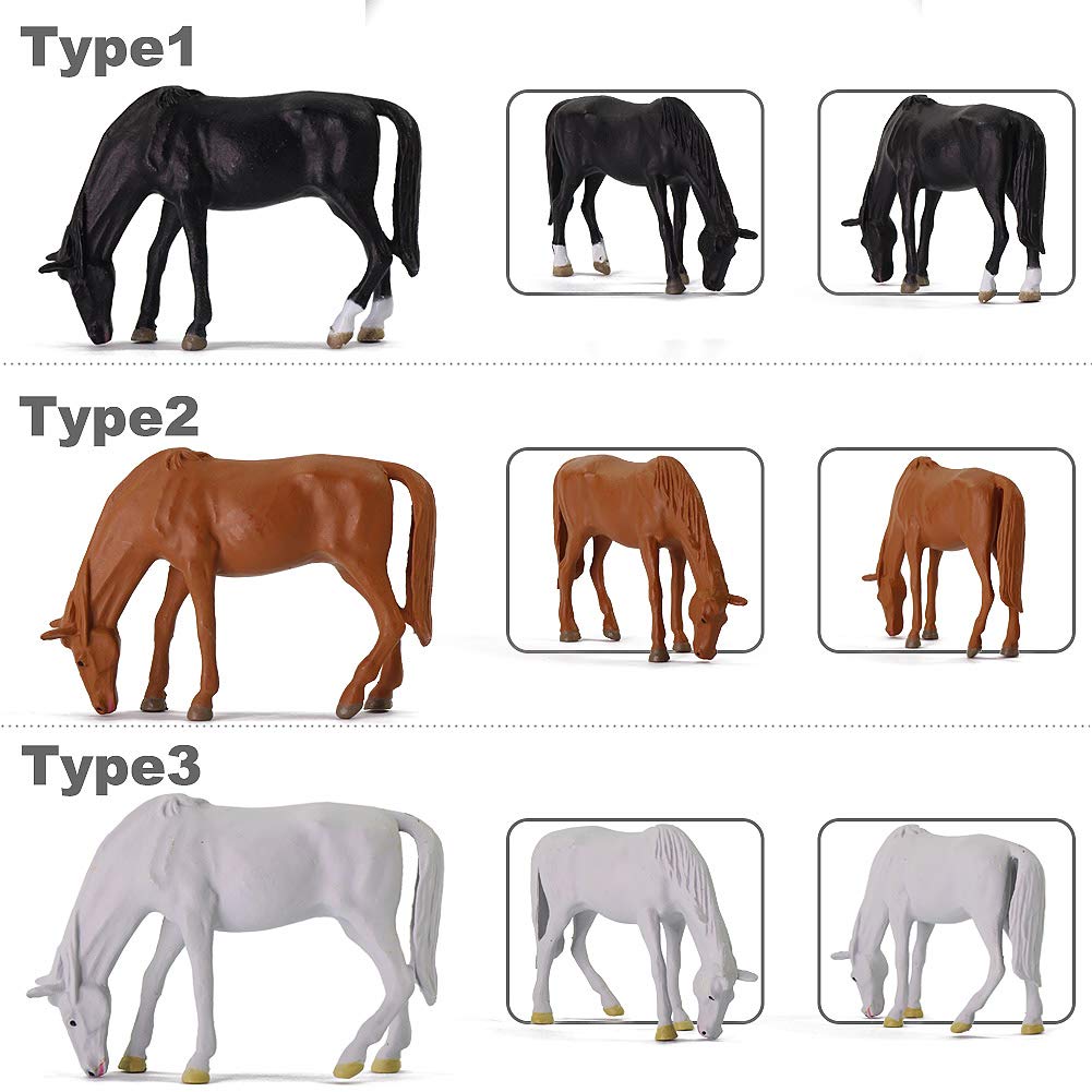 Evemodel AN4303 Lot de 15 petits trains en PVC Motif chevaux et vaches 1/43