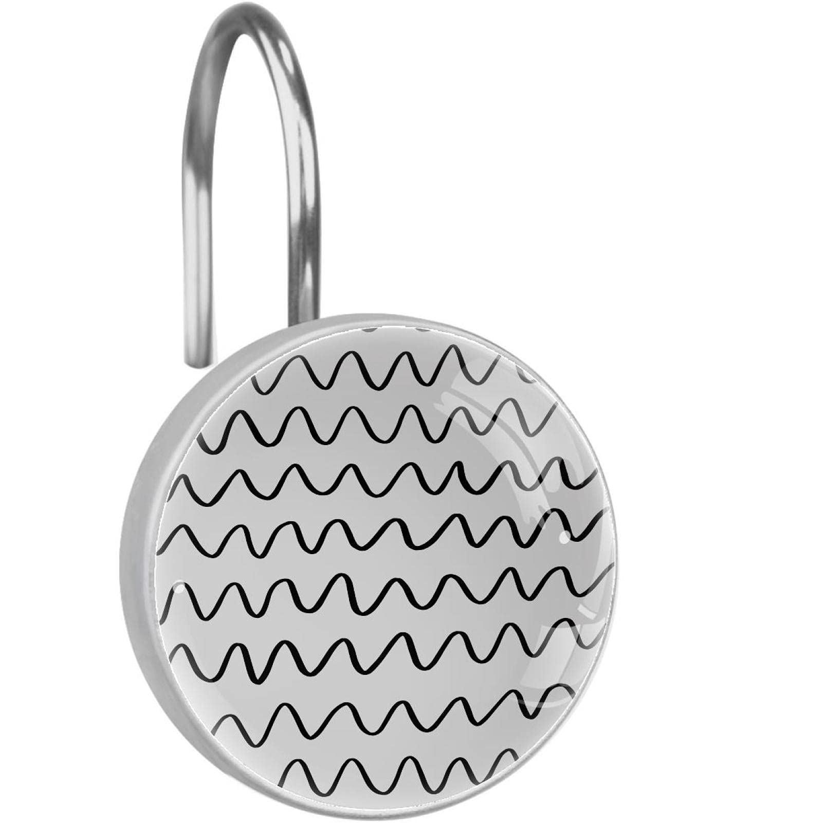 Crochets pour rideau de douche inox lot de 12 pièces noir et blanc