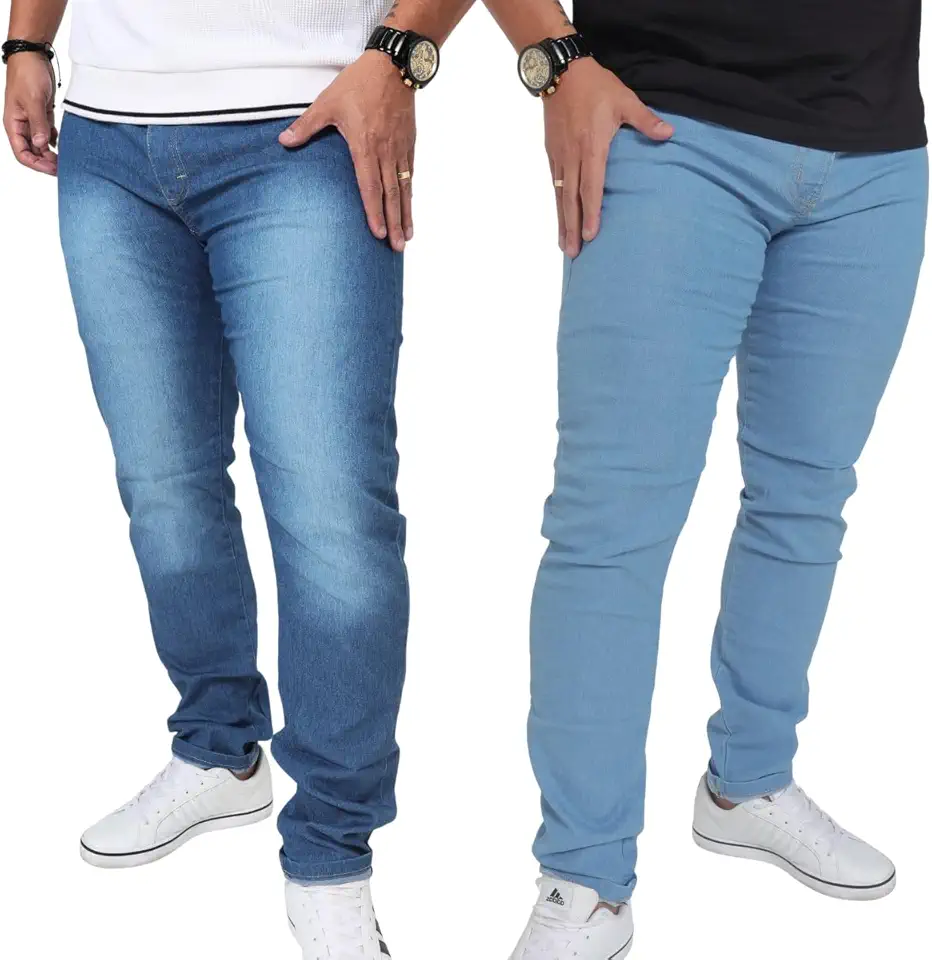 Kit 2 Calças Jeans Masculina Slim Fit com Lycra Stretch Premium Original Combo 2 Peças Com Estilo | Básico Essencial Dia a Dia