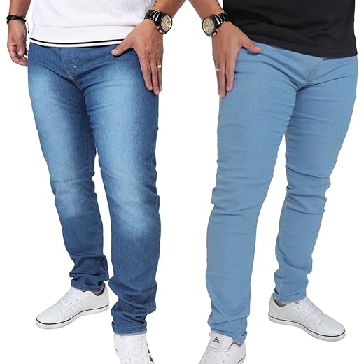Kit 2 Calças Jeans Masculina Slim Fit com Lycra Stretch Premium Original Combo 2 Peças Com Estilo | Básico Essencial Dia a Dia