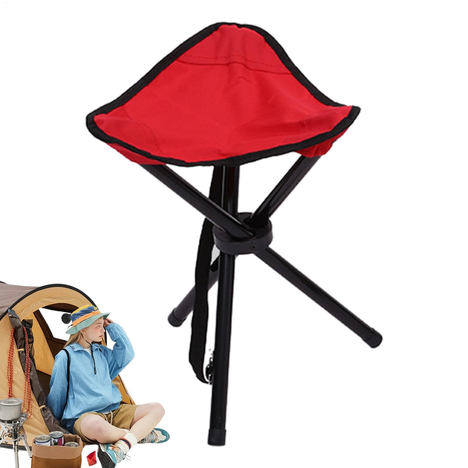 Wusideday Folding Camping Seat, Portable Lightweight Folding Multifunctional Portable Triangular Stool with Non-Slip Feet for Indoor and Outdoor