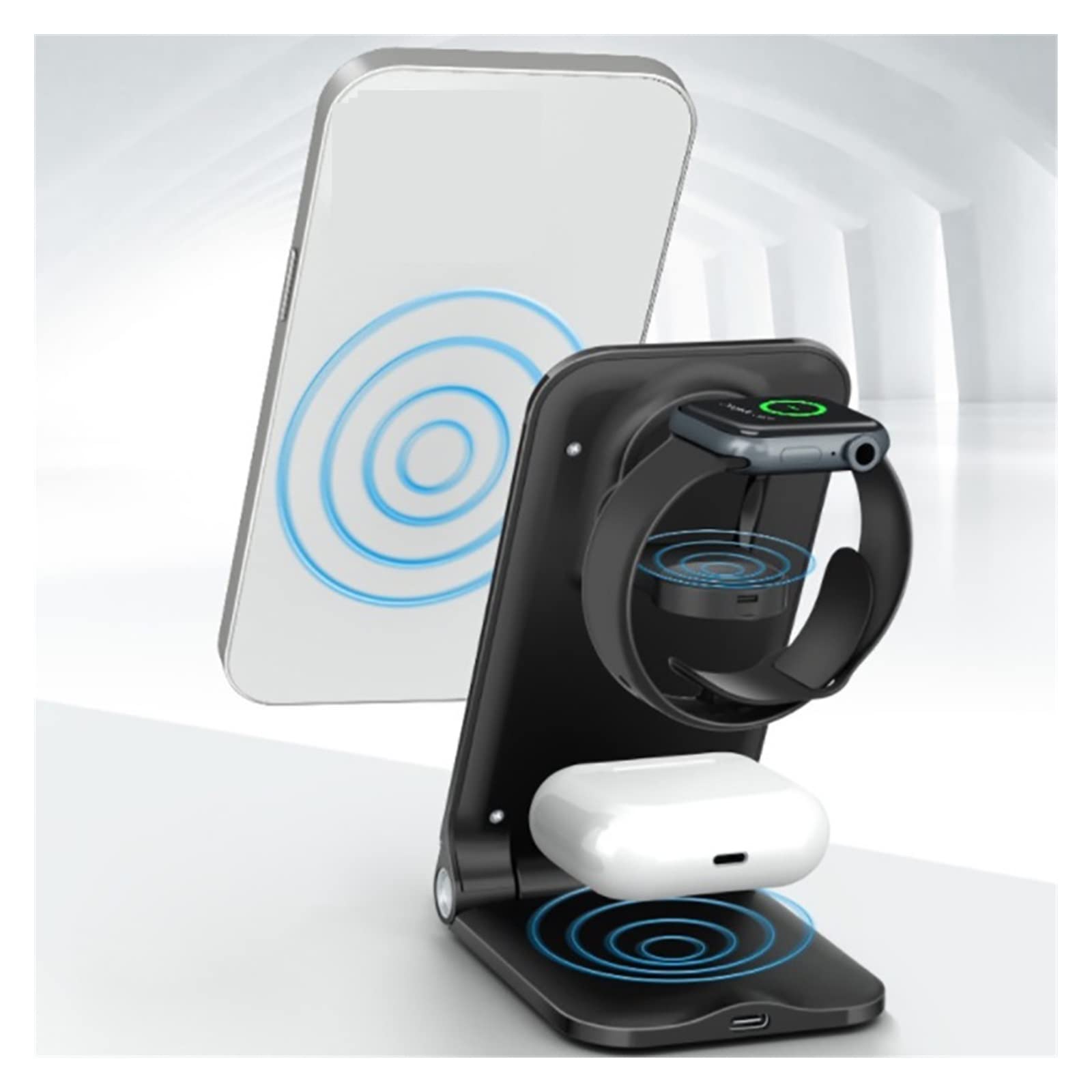 Chargeur sans Fil, Charge sans Fil Rapide for Montre écouteur chargeurs à Induction Portables 15W Chargeur sans Fil(Blanc)