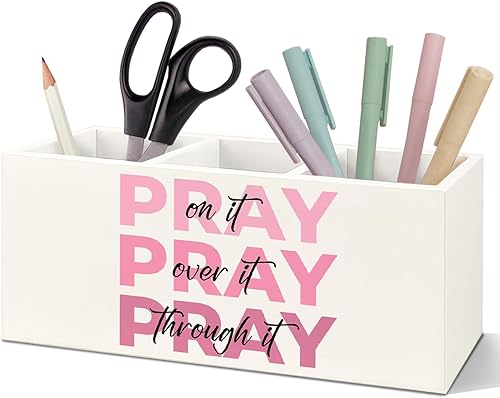 Miniatura 8 de SNNDER Soporte para bolígrafo cristiano para escritorio, regalos cristianos religiosos para mujeres, floral, bohemio, versículos de la Biblia Fruto