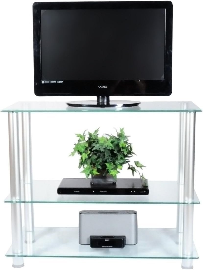 RTA Home and Office Glass and Aluminum Extra Tall Wall unit TV Stand for a 42" TV