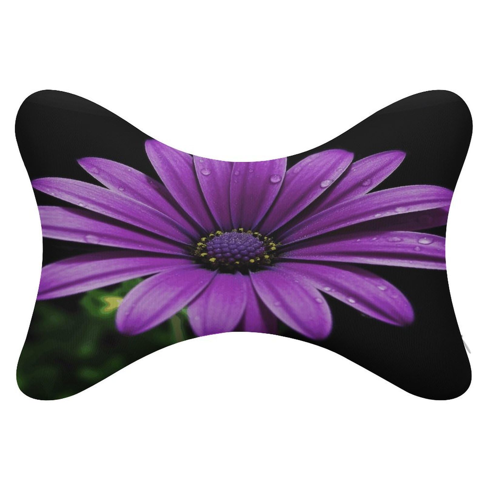 VstaDank - Purple Daisy Car Neck Pillows Set of 2 Ergonomic Removable Cervical Support Comfortable Bone Shaped Pillows Soft Headrest Pillow
