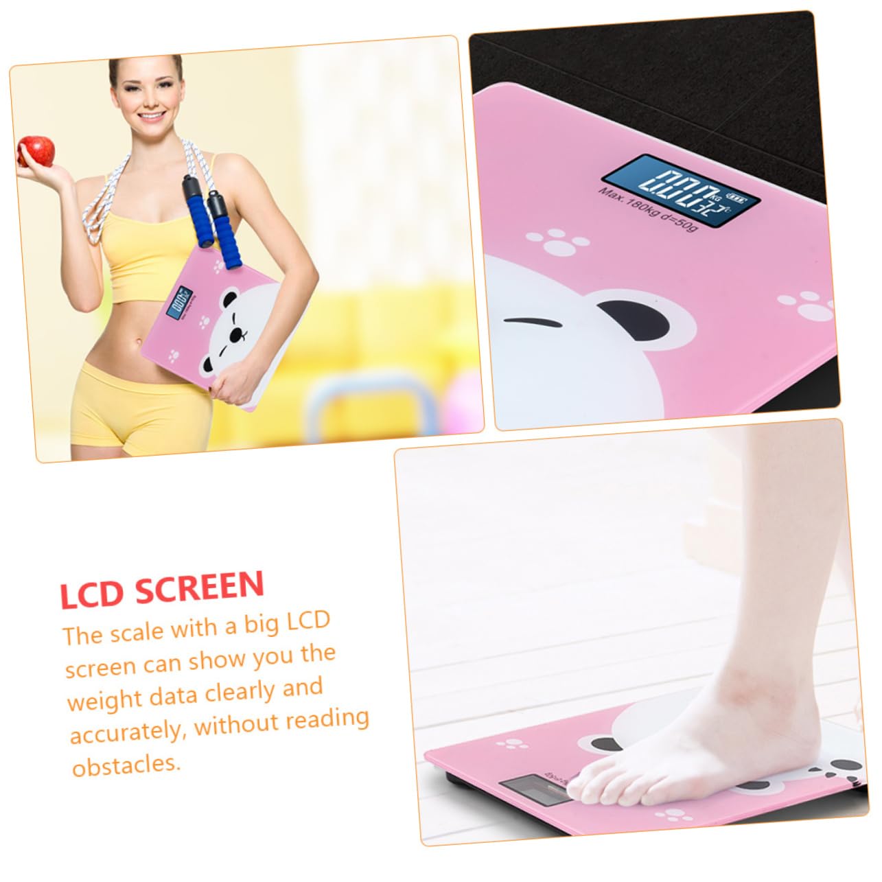 Multi Functional Digital Weight Scale with LCD Screen Capacity High Precision for Boy Girl Pets Adults Flat Design for Easy Storage and Readings in Any Light