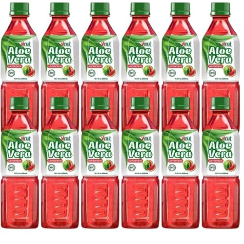 Vinut Aloe Vera Juice Watermelon Pure with Chunks of aloe Not From Concentrate, 16.9 Oz 12 pack (Watermelon, Pack of 12)