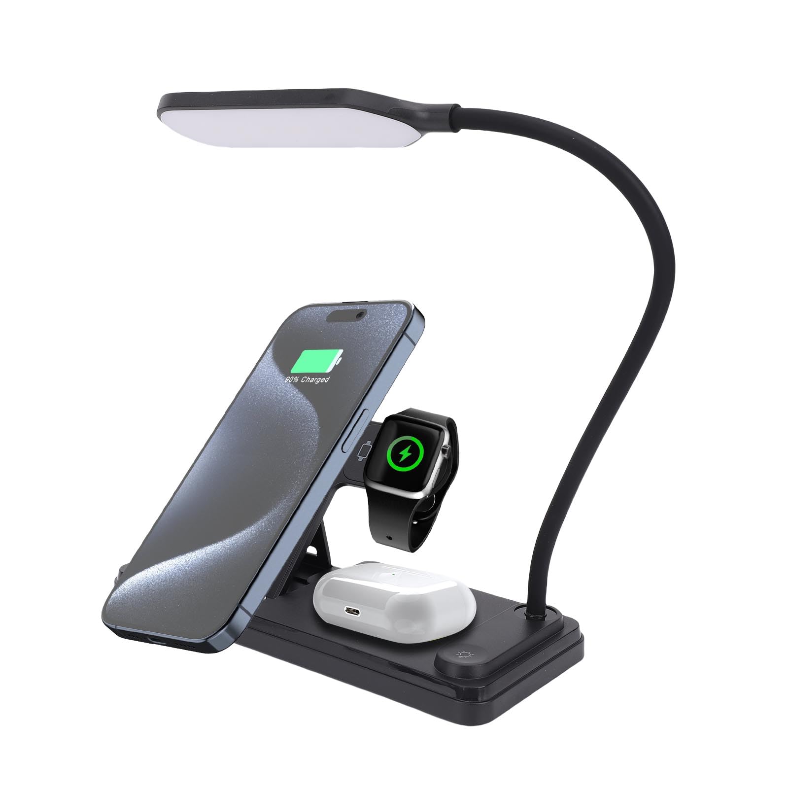 Fabater 15W Charge Rapide 3 en 1 Station de Charge sans Fil Multi-appareils - Écouteurs de Montres Entente avec des Lampes pour Les Ventilateurs de Famille, Black ABS Composite Matériau